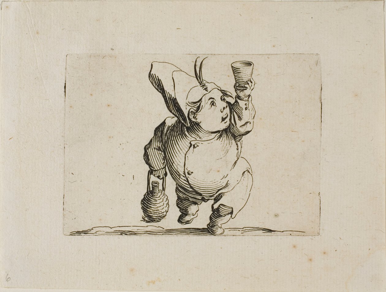 Pijący widziany z przodu, z Varie Figure Gobbi autorstwa Jacques Callot