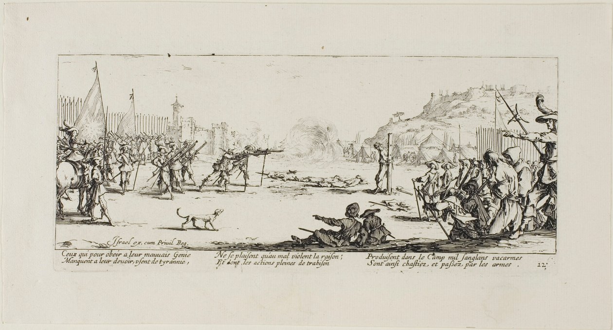 Oddział ogniowy, płyta dwunasta z The Miseries of War autorstwa Jacques Callot