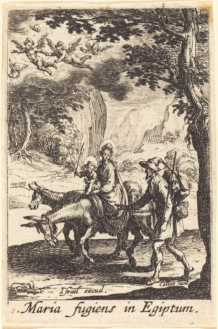 Ucieczka do Egiptu w roku 1630 lub później. autorstwa Jacques Callot