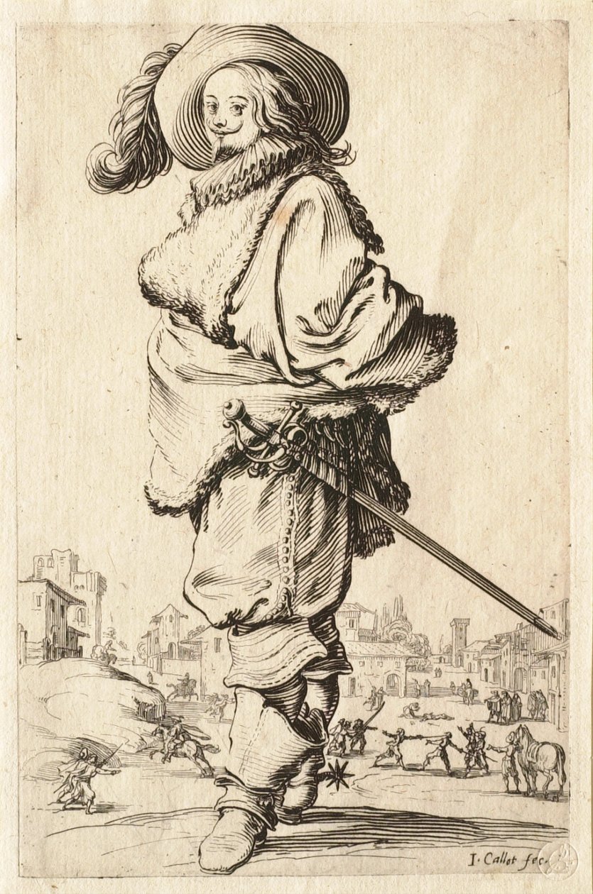 Gentleman w futrzanym płaszczu autorstwa Jacques Callot