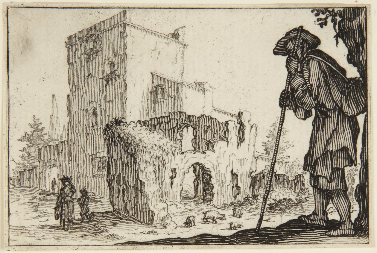 Pasterz i ruiny autorstwa Jacques Callot