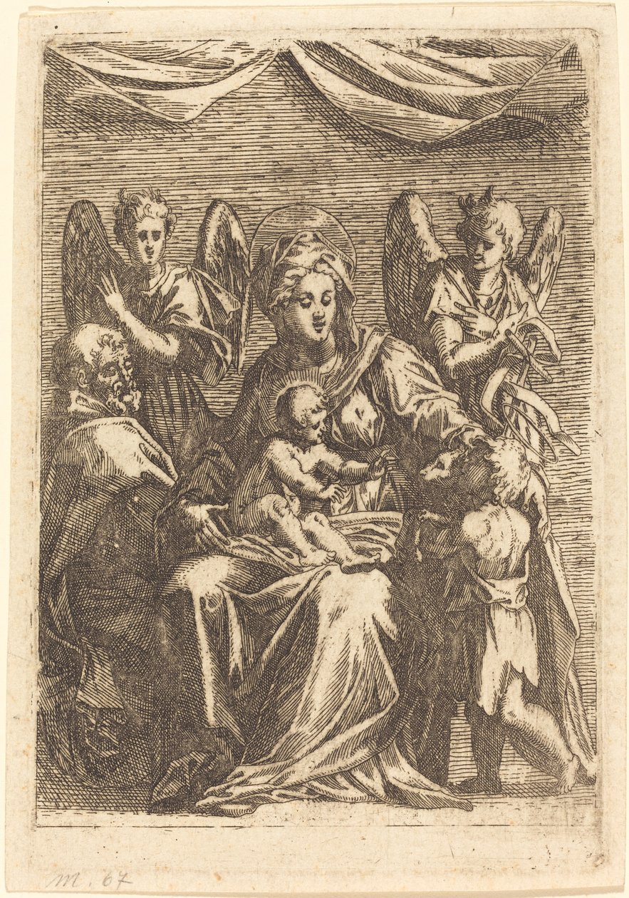 Święta Rodzina z Dwoma Aniołami autorstwa Jacques Callot