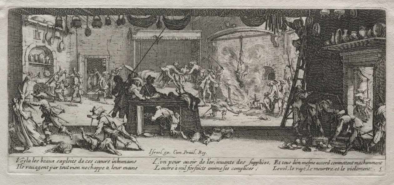 Wielka nieszczęścia wojny: plądrowanie, 1633. autorstwa Jacques Callot