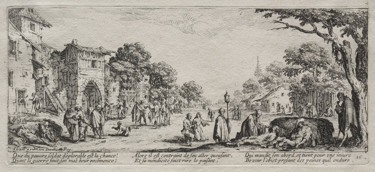The Large Miseries of War: The Beggars and the Dying, 1633. autorstwa Jacques Callot