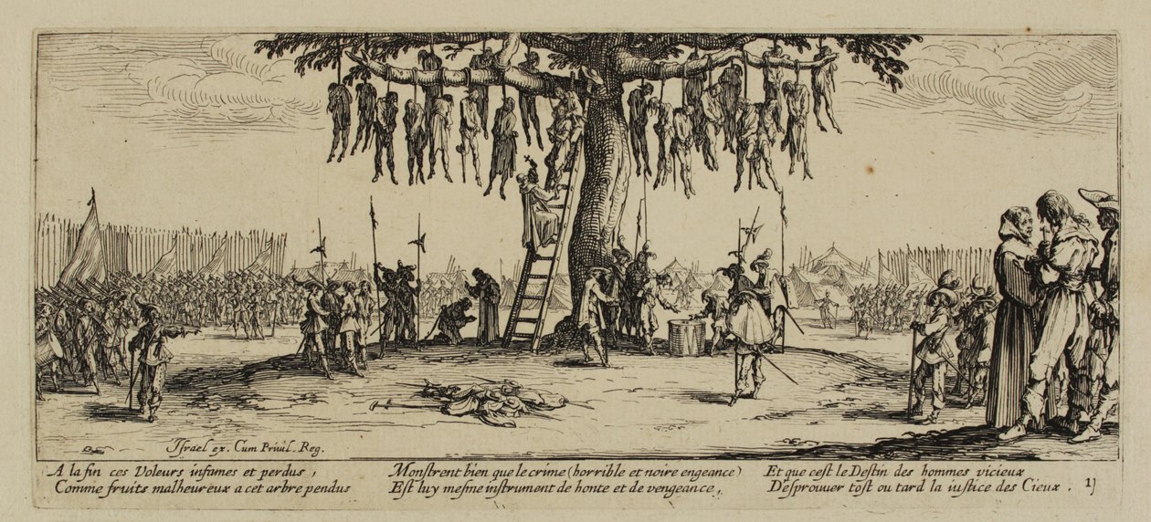 Niedole wojny, nr 11. Wisząca, 1633 autorstwa Jacques Callot