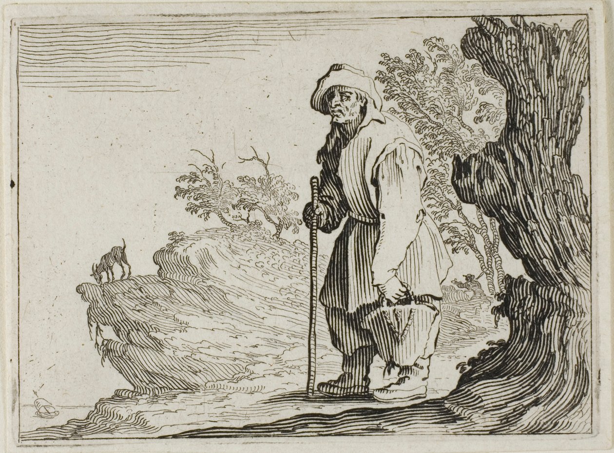 Chłop niosący swoją torbę, z Kaprysów autorstwa Jacques Callot