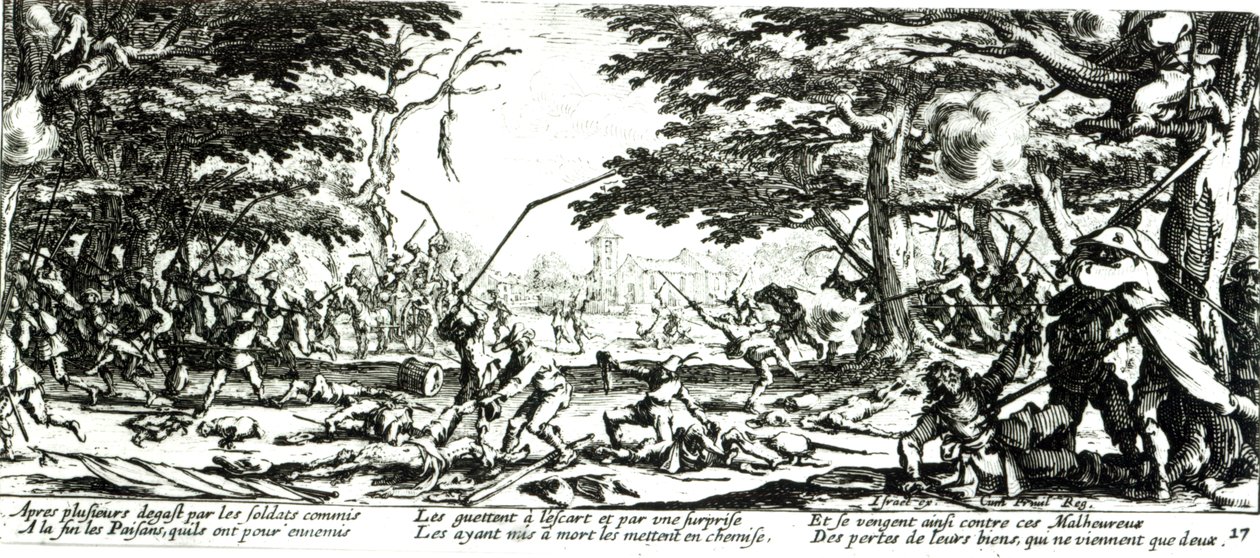 Zemsta chłopska, tablica 17 z książki "Nieszczęścia i nieszczęścia wojny", rytowanej przez Israela Henrieta (ok. 1590-1661) 1633 autorstwa Jacques Callot