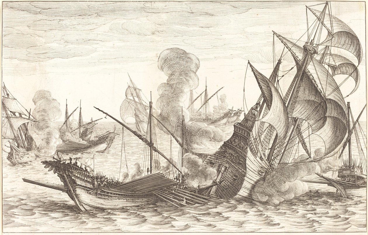 Druga bitwa morska autorstwa Jacques Callot