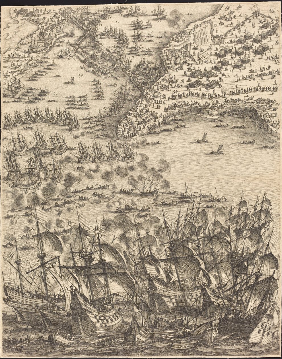 Oblężenie La Rochelle [tablica 11 z 16; zestaw zawiera 1952.8.97-112] autorstwa Jacques Callot