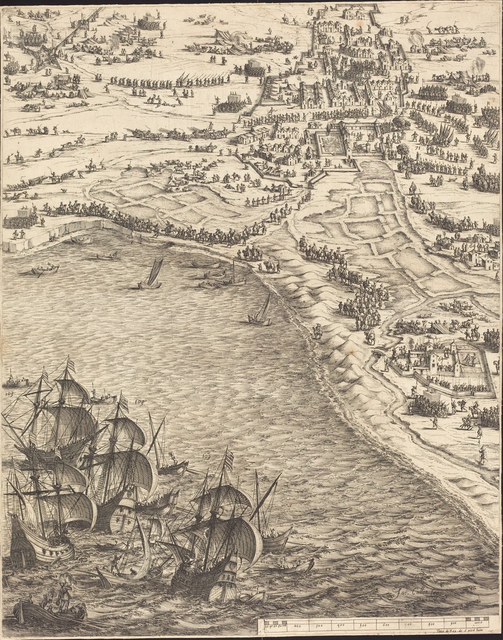 Oblężenie La Rochelle [tablica 12 z 16; zestaw zawiera 1952.8.97-112] autorstwa Jacques Callot