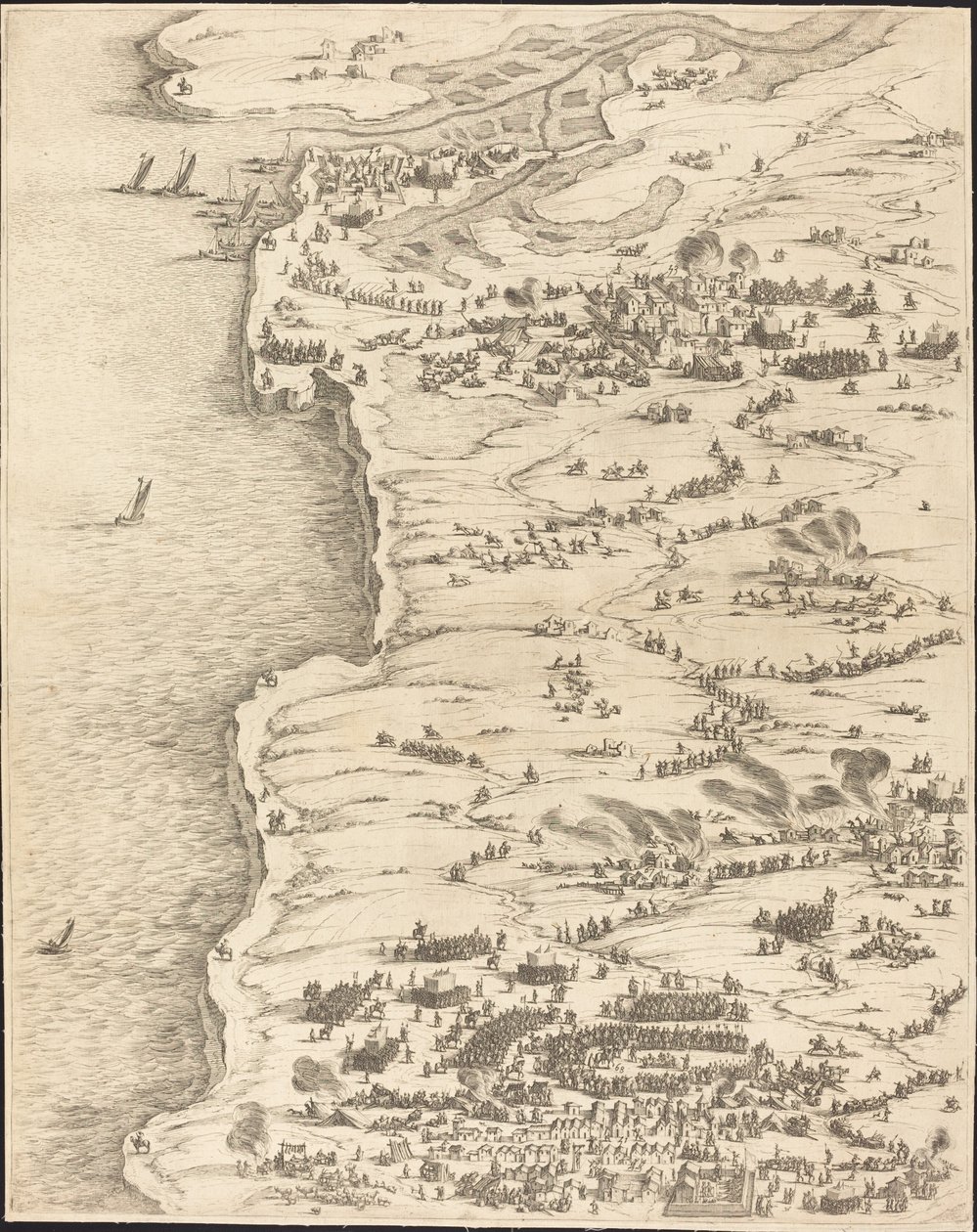 Oblężenie La Rochelle [tablica 5 z 16; zestaw zawiera 1952.8.97-112] autorstwa Jacques Callot
