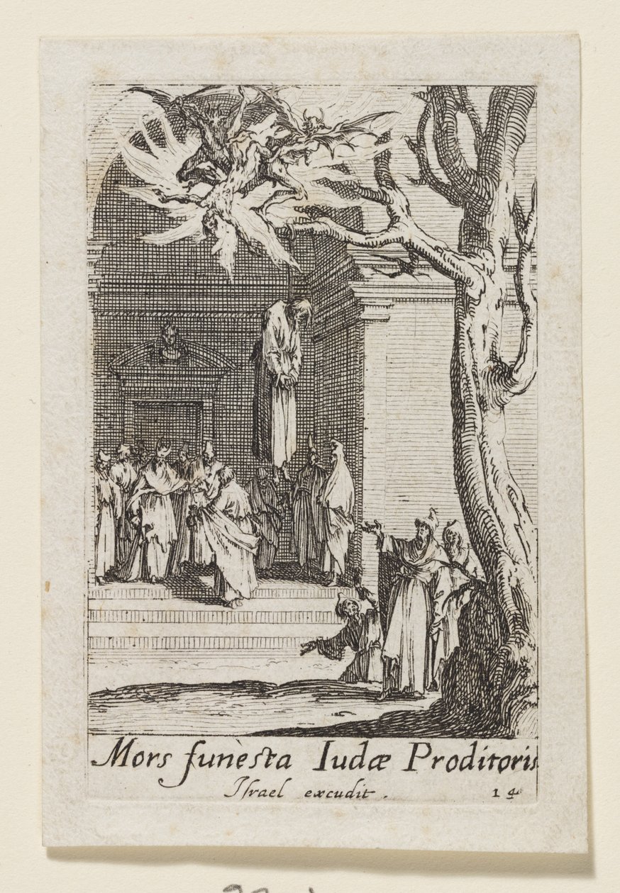 Samobójstwo Judasza zdrajcy (Mors funesta Judae Proditoris) autorstwa Jacques Callot