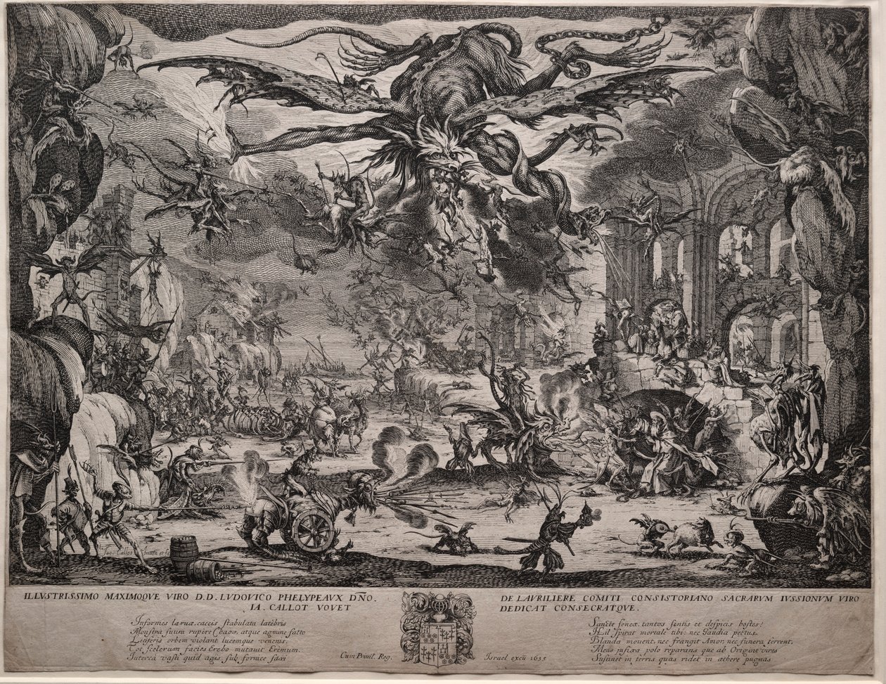 Kuszenie św. Antoniego wersja druga, 1635. autorstwa Jacques Callot