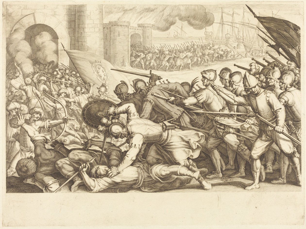 Wojska wyważające bramę miasta autorstwa Jacques Callot