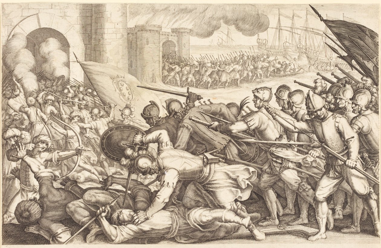 Wojska forsujące bramę miasta autorstwa Jacques Callot