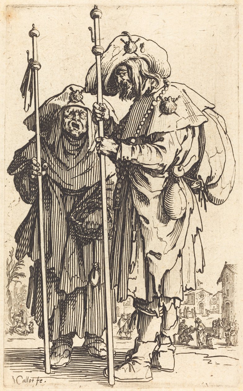Dwaj pielgrzymi autorstwa Jacques Callot