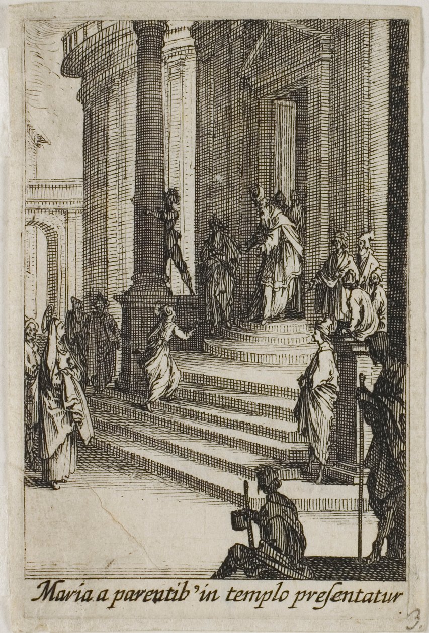 Dziewica Maryja przedstawiona w świątyni, z Życia Dziewicy autorstwa Jacques Callot