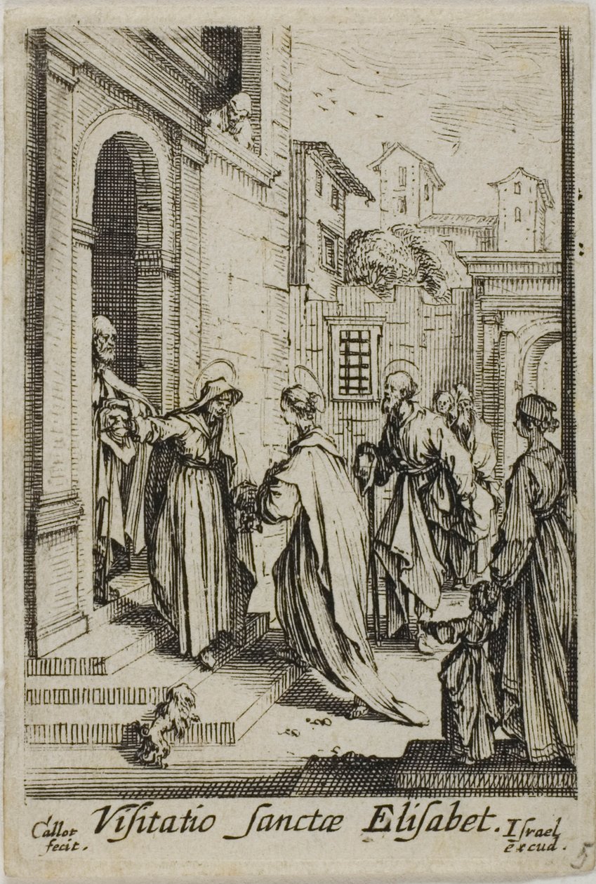 Nawiedzenie św. Elżbiety, z Życia Najświętszej Maryi Panny autorstwa Jacques Callot