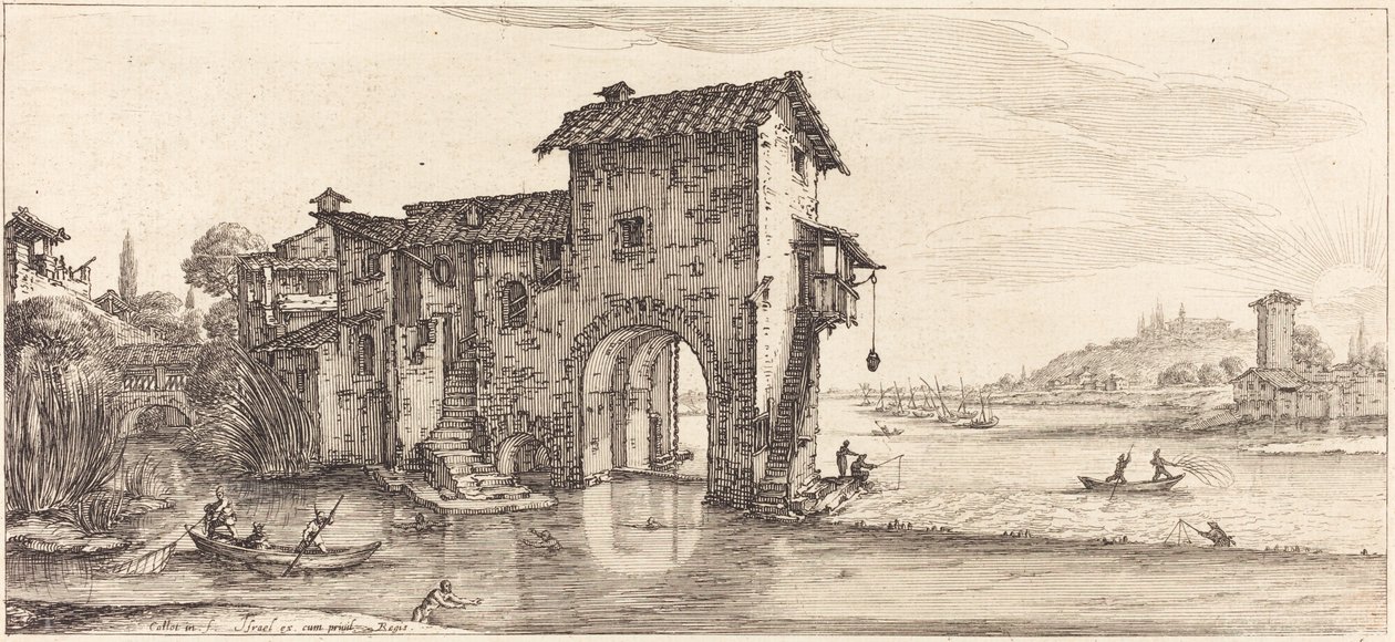 Młyn wodny autorstwa Jacques Callot