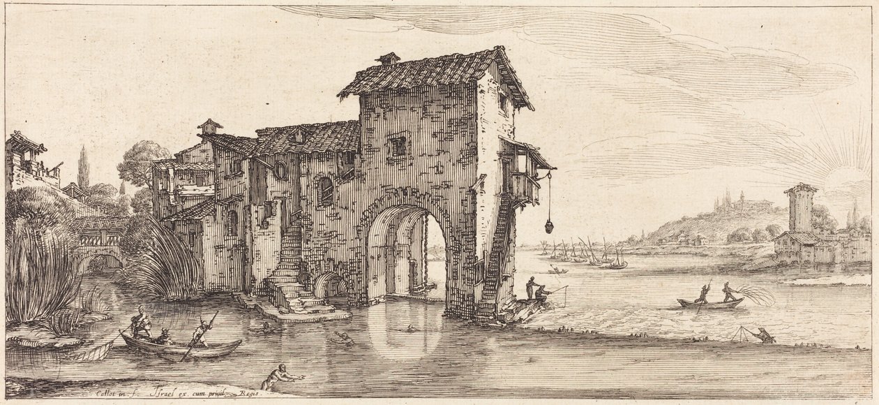 Młyn wodny autorstwa Jacques Callot