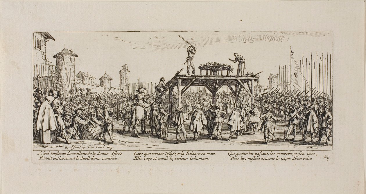 Koło, płyta czternasta z The Miseries of War autorstwa Jacques Callot