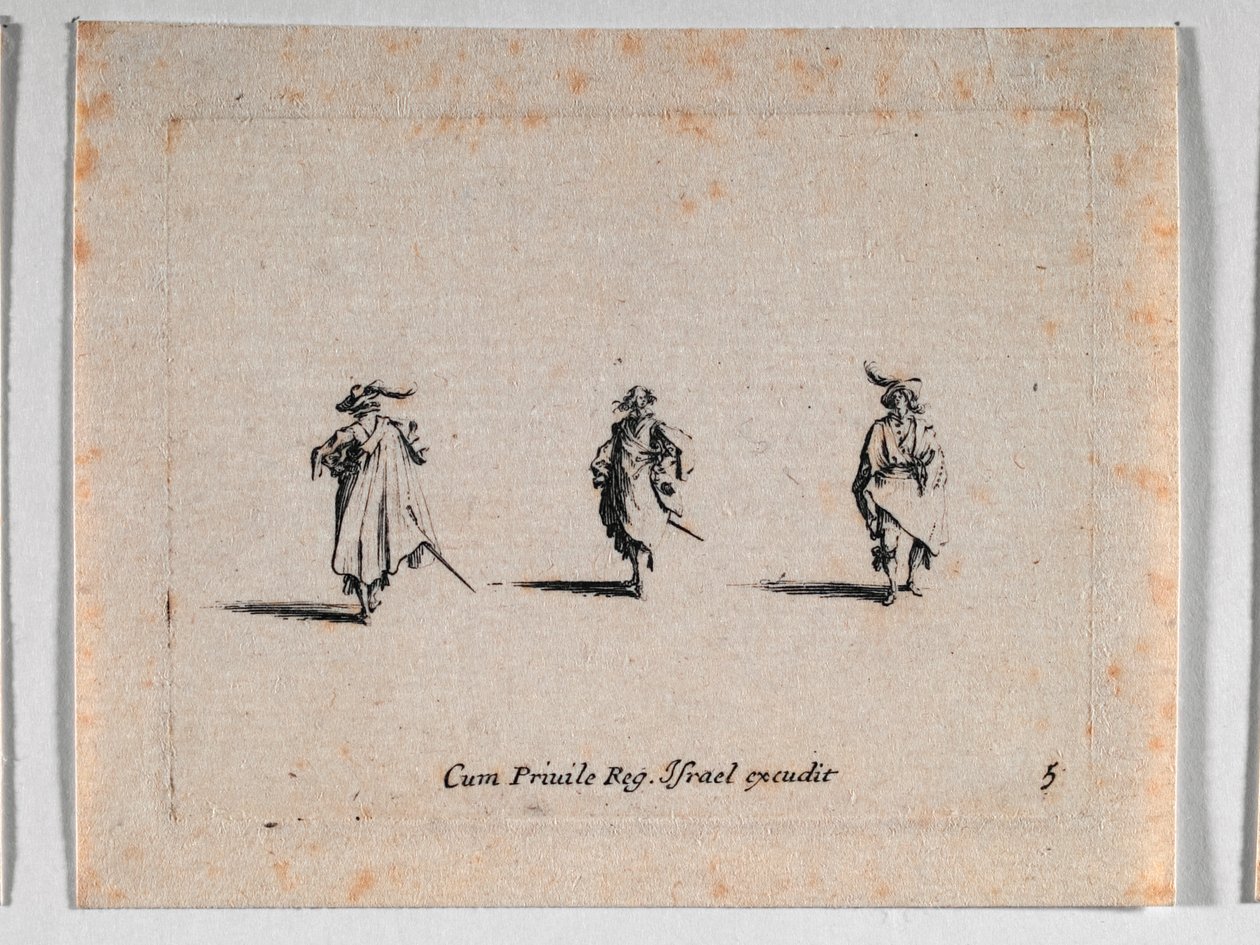 Trzej kawalerzyści, z Les Fantaisies de Noble J. Callot ... autorstwa Jacques Callot