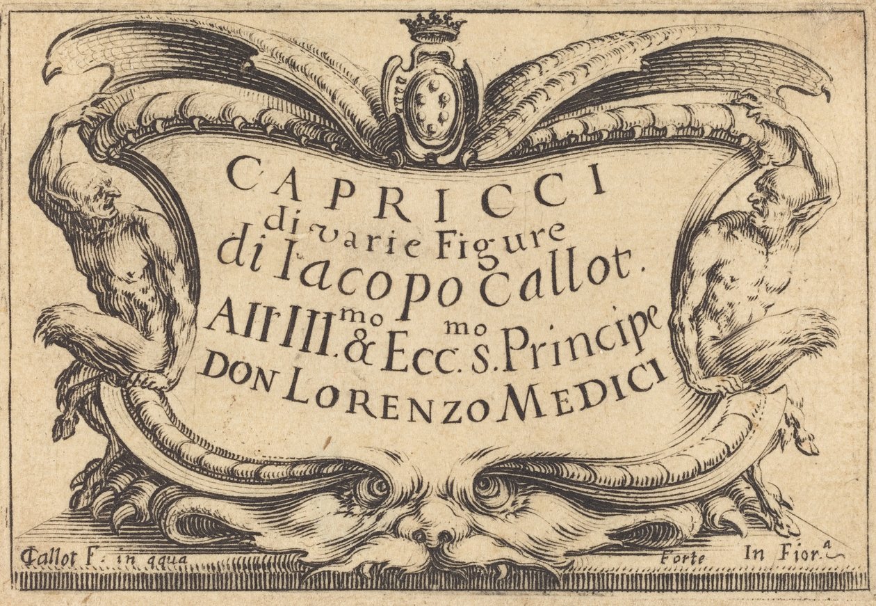 Strona tytułowa do Kaprysów, c. 1617. autorstwa Jacques Callot