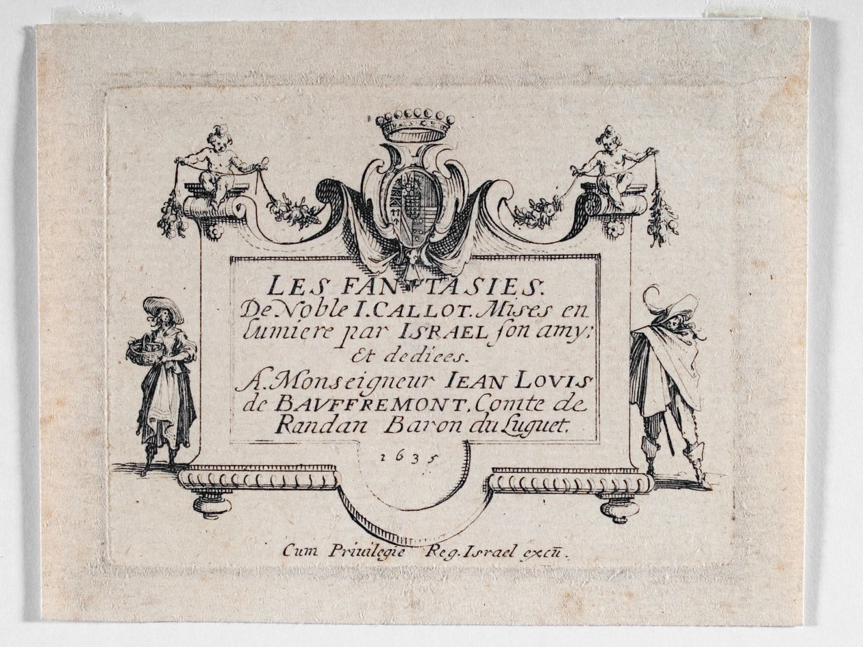 Strona tytułowa Les Fantaisies ... (akwaforta) autorstwa Jacques Callot
