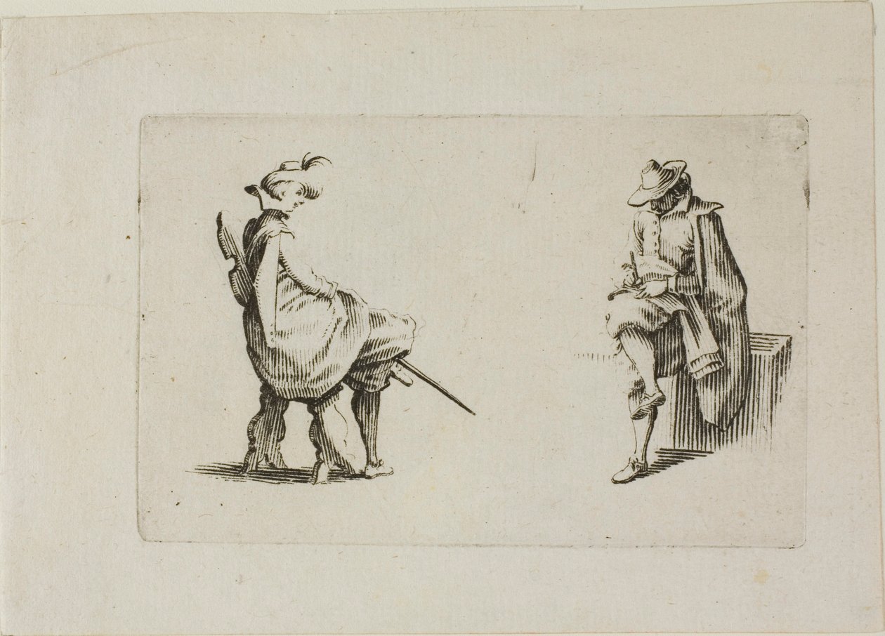 Dwóch siedzących mężczyzn, z Kaprysów autorstwa Jacques Callot