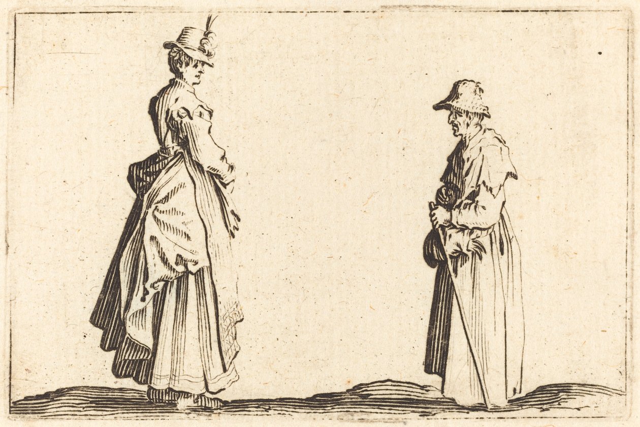 Dwie kobiety w profilu autorstwa Jacques Callot