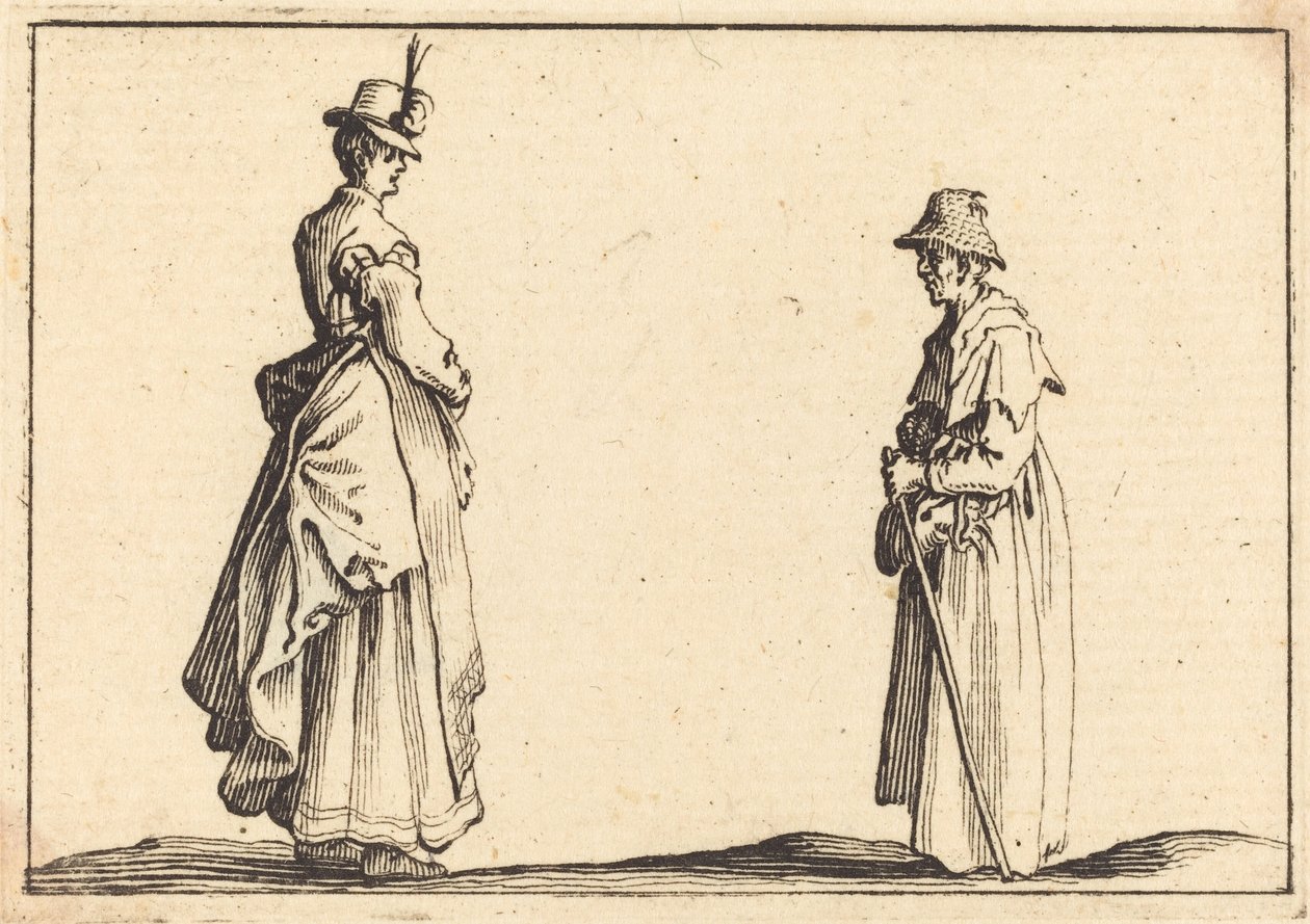 Dwie kobiety w profilu autorstwa Jacques Callot