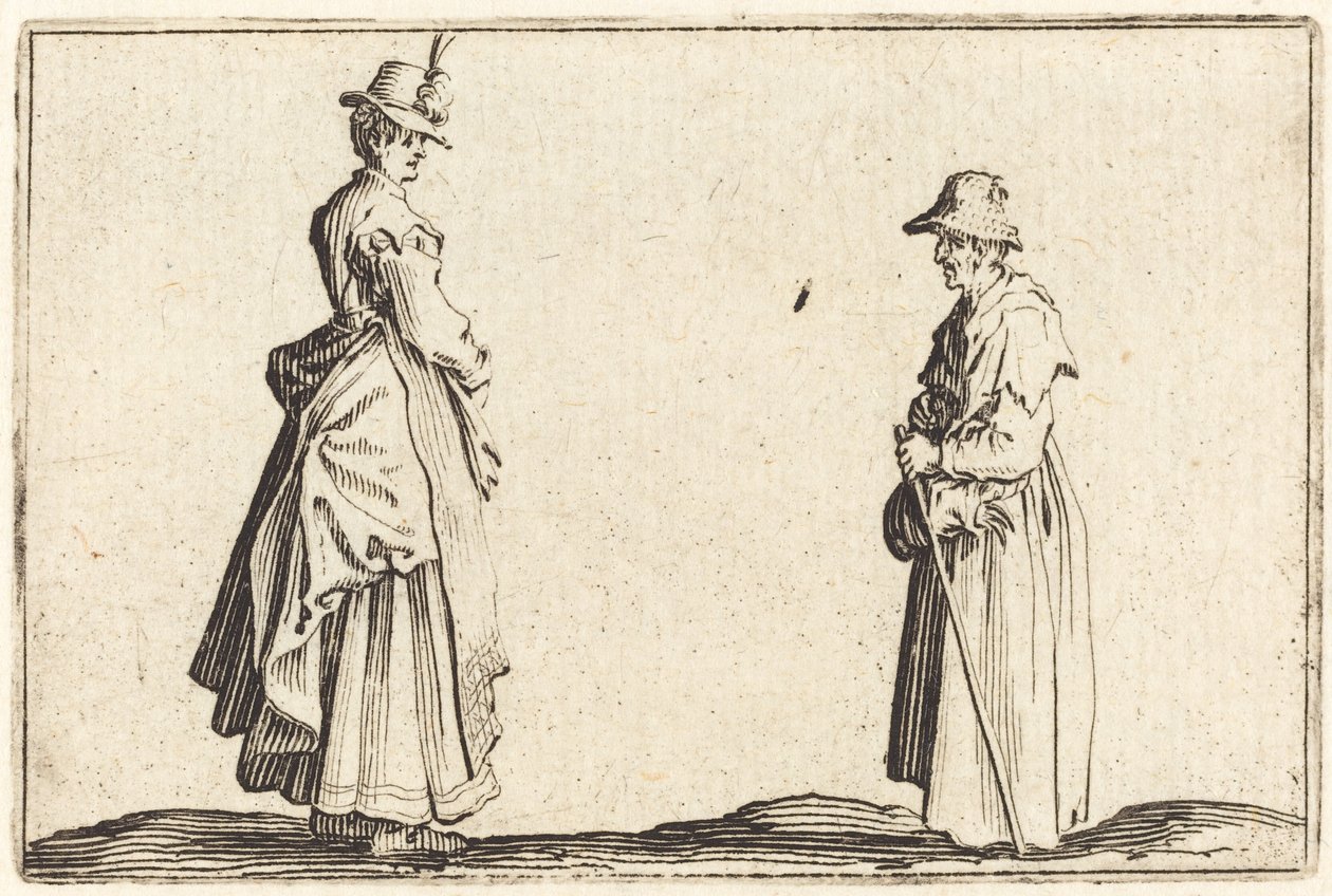 Dwie kobiety w profilu autorstwa Jacques Callot