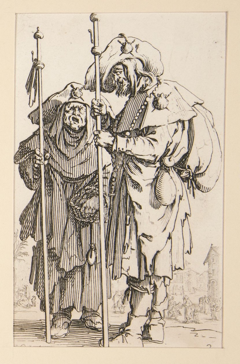 Dwaj pielgrzymi, z Żebraków autorstwa Jacques Callot