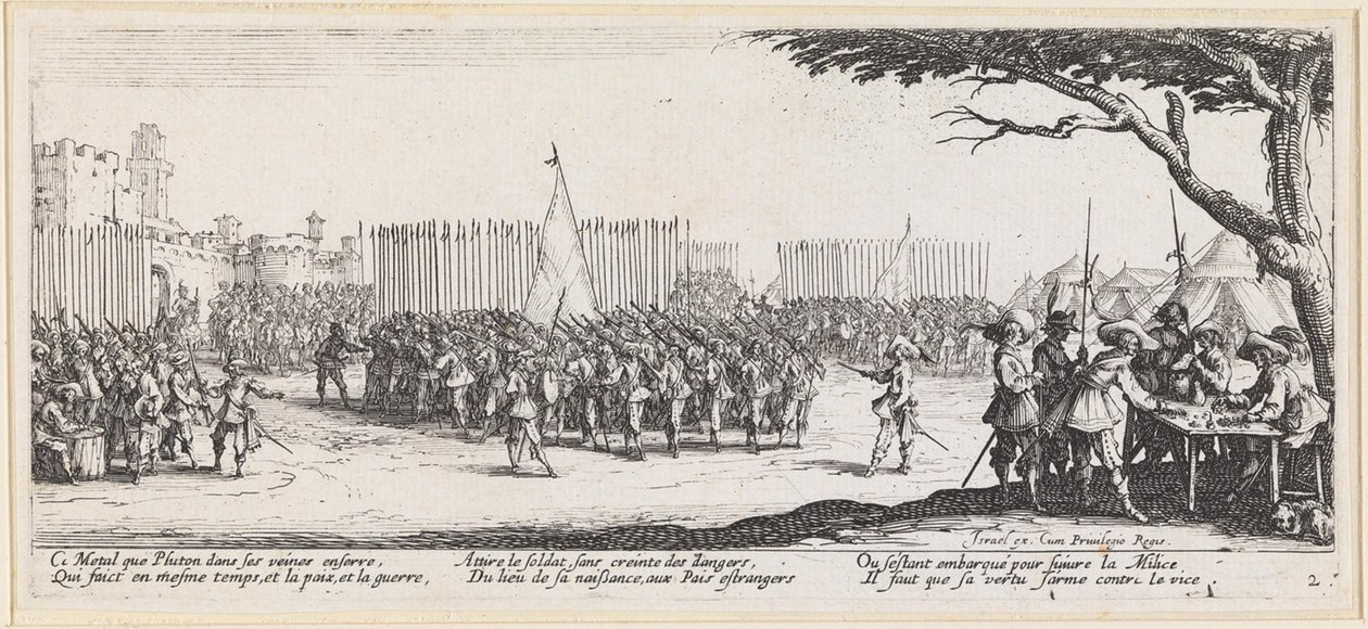 Sztandary przed murami miejskimi autorstwa Jacques Callot