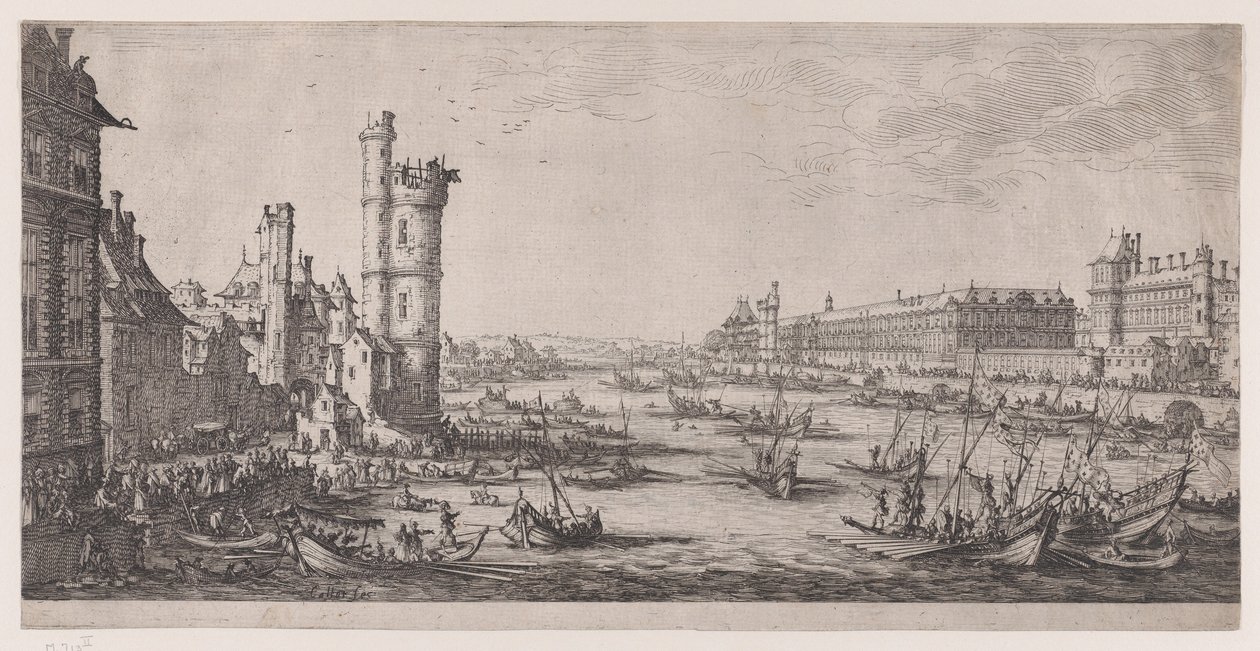 Widok Luwru, z „Dwóch wielkich widoków Paryża” autorstwa Jacques Callot