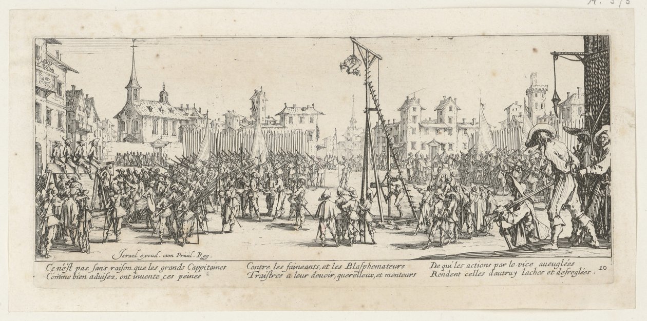 Wippgalgen, arkusz 10 z serii „Okropności wojny” autorstwa Jacques Callot