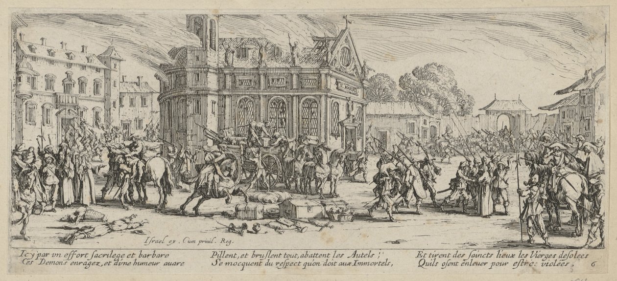 Zniszczenie klasztoru, arkusz 6 z serii „Okropności wojny” autorstwa Jacques Callot