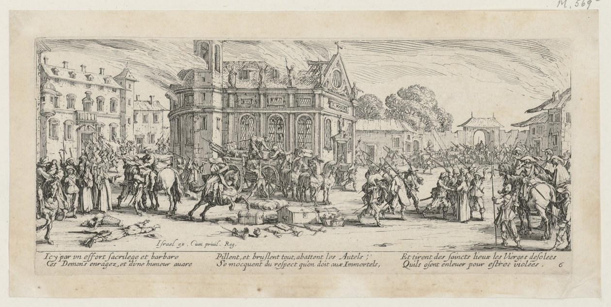 Zniszczenie klasztoru, arkusz 6 z serii „Okropności wojny” autorstwa Jacques Callot