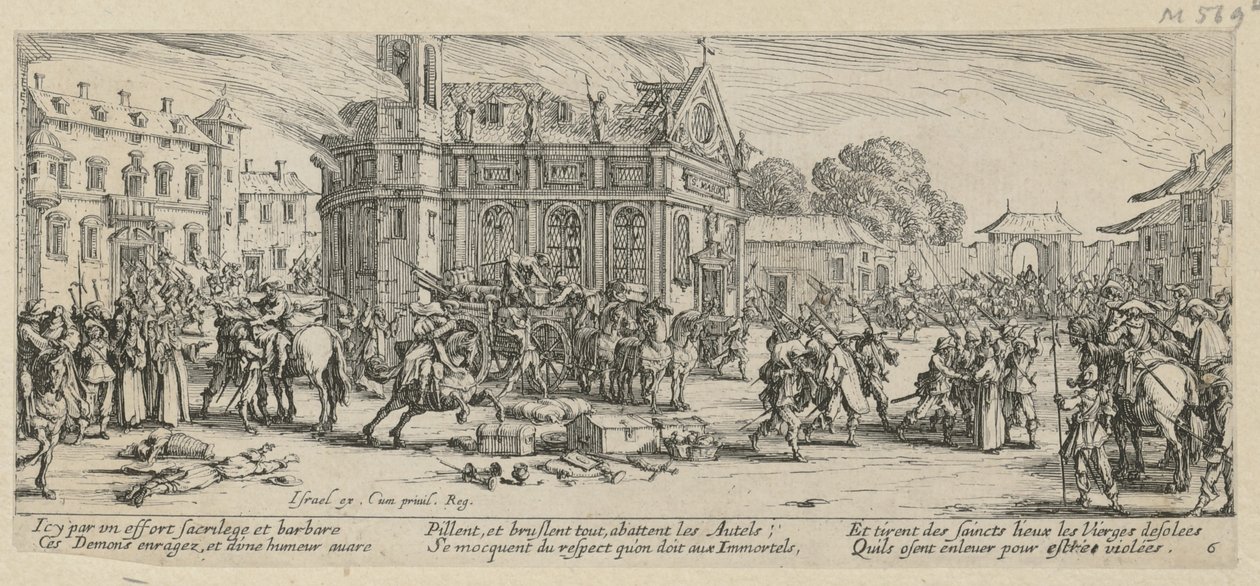 Zniszczenie klasztoru, plansza 6 z serii „Nędze wojny” autorstwa Jacques Callot
