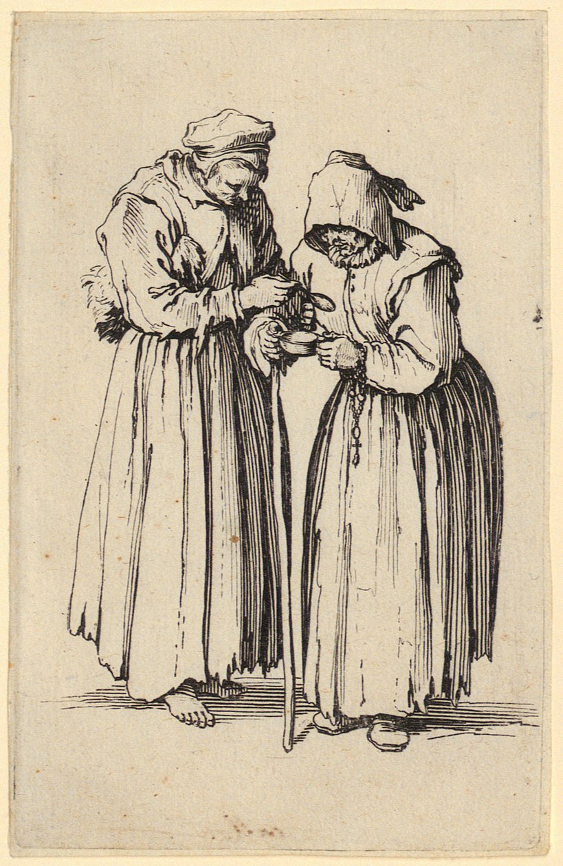 Dwie żebraczki, plansza 9 z serii „Żebracy” autorstwa Jacques Callot