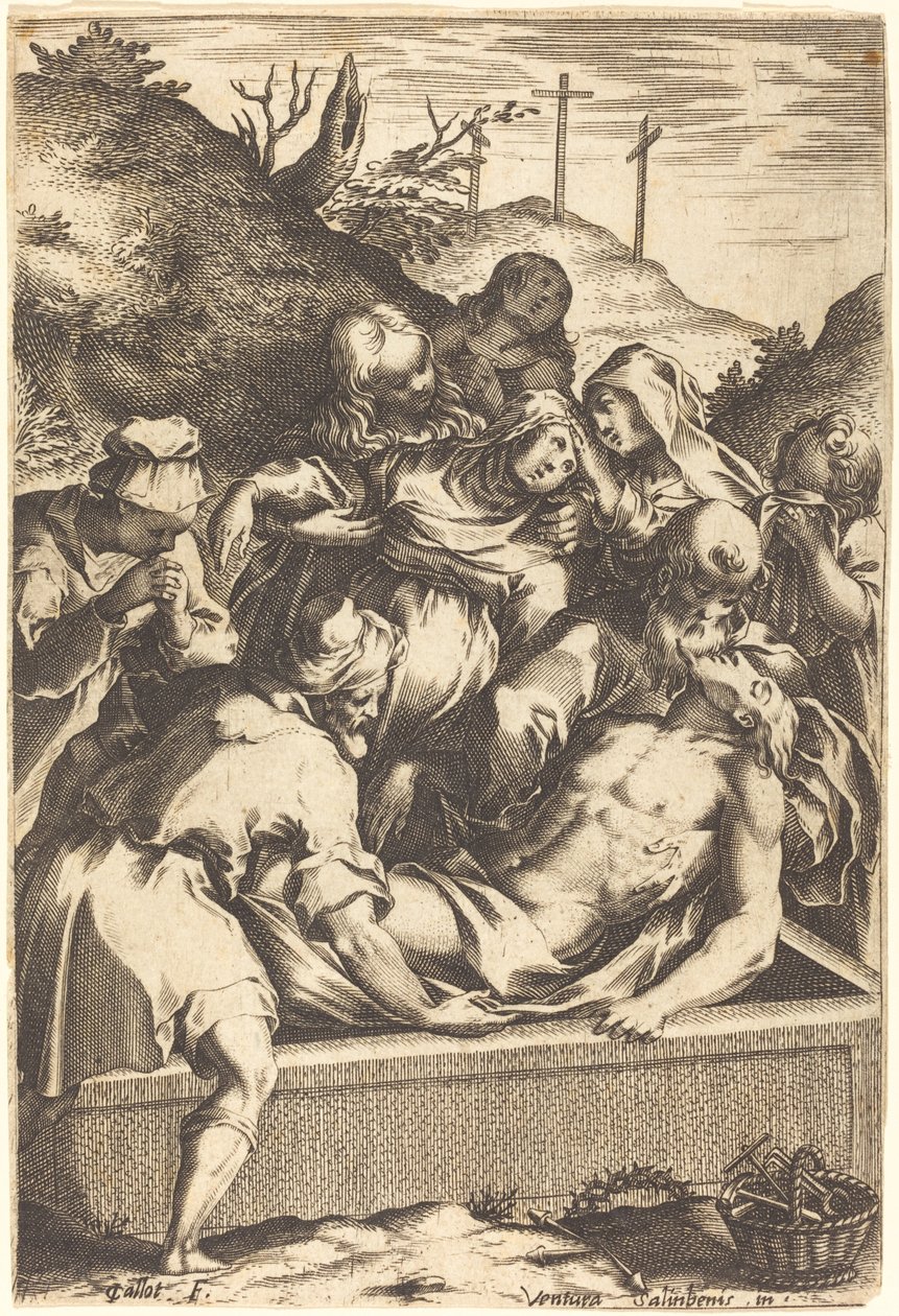 Złożenie do grobu autorstwa Jacques Callot after Ventura Salimbeni