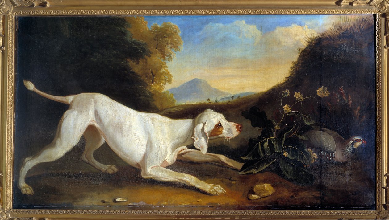Dog Braque przed bażantem Obraz Jacques Charles Oudry (1720-1778) Paryż XVIII w., Sztuka dekoracyjna autorstwa Jacques Charles Oudry