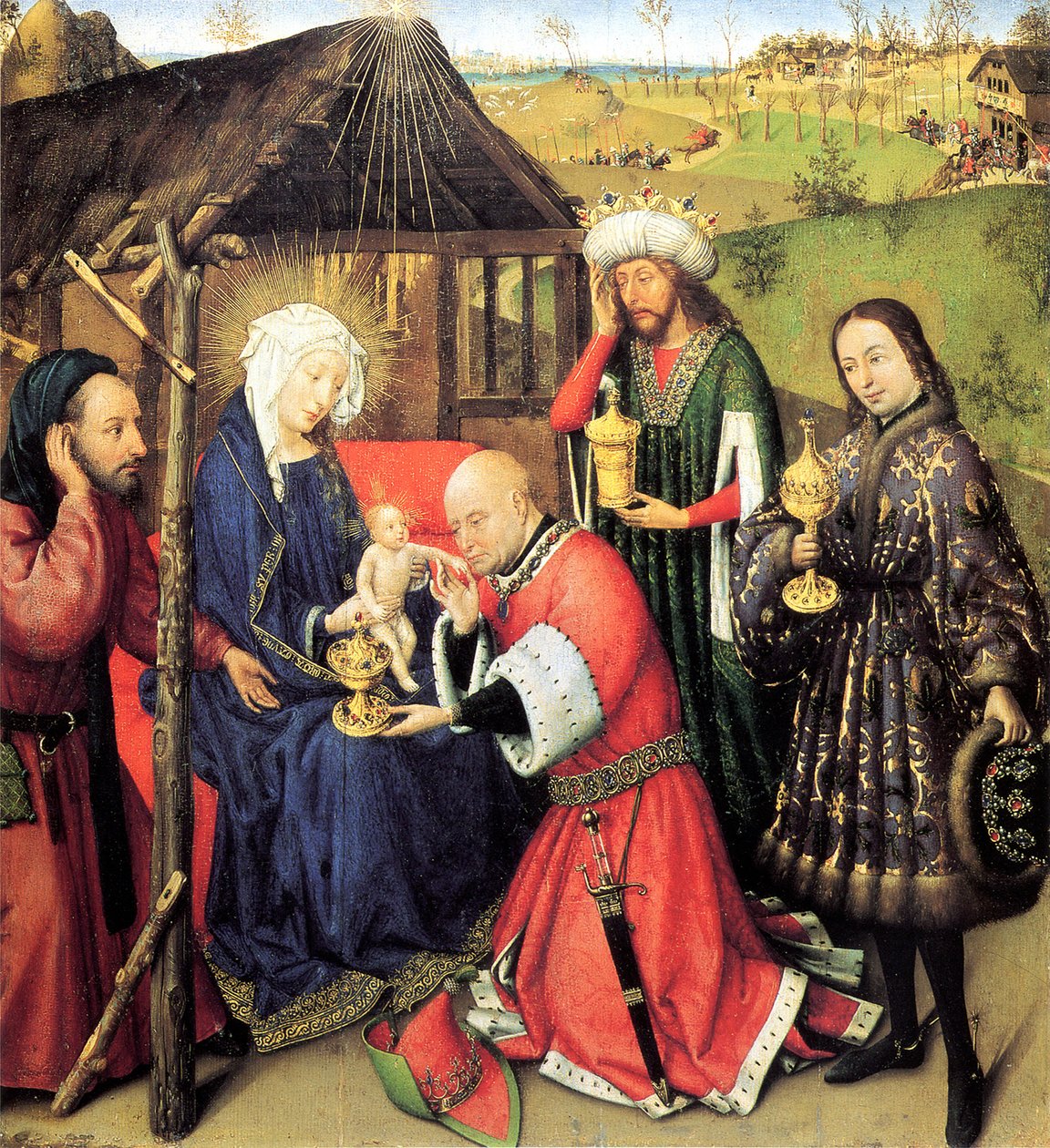 Adoracja Trzech Króli, c. 1440 autorstwa Jacques Daret