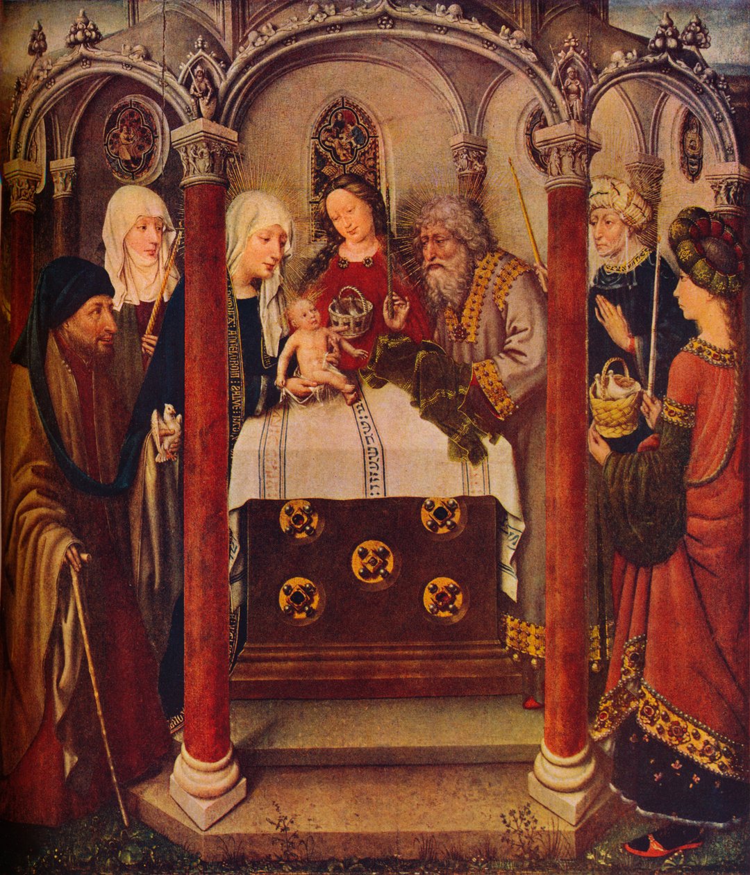 „Ofiarowanie Chrystusa w Świątyni: Ołtarz”, ok. 1434 r. autorstwa Jacques Daret