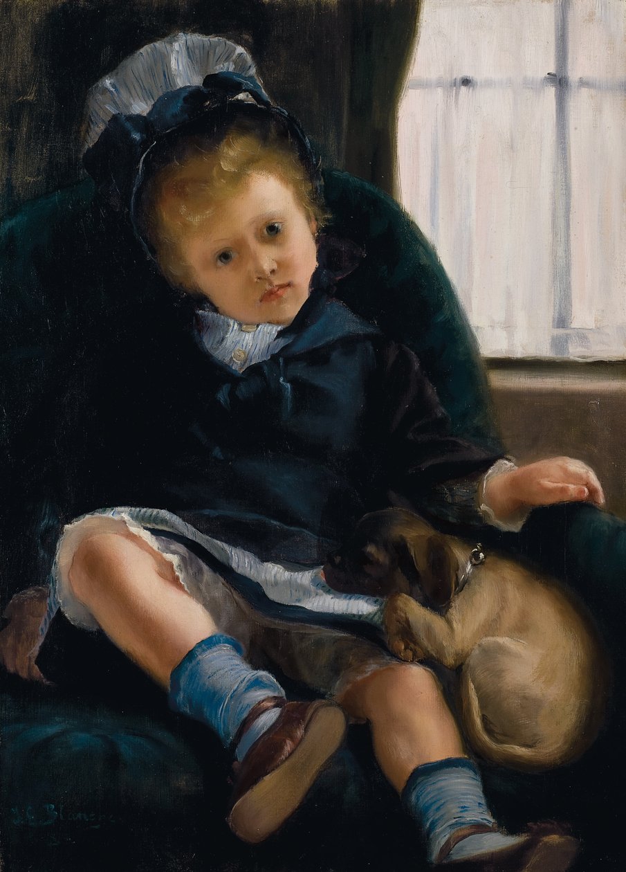 Dziewczynka ze szczeniakiem, ok.1882-1883 autorstwa Jacques Emile Blanche