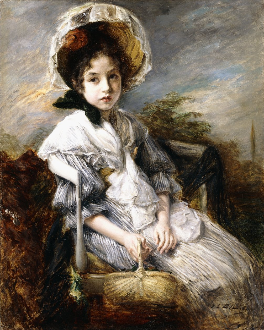 Portret młodej dziewczyny siedzącej w krajobrazie, autorstwa Jacques Emile Blanche