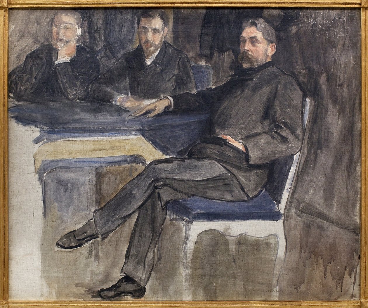 Studiuj do portretu Stephane Mallarme (1842-1898) i jego przyjaciół z La Revue Independante. Obraz Jacques Emile Blanche (1861-1942), olej na płótnie autorstwa Jacques Emile Blanche