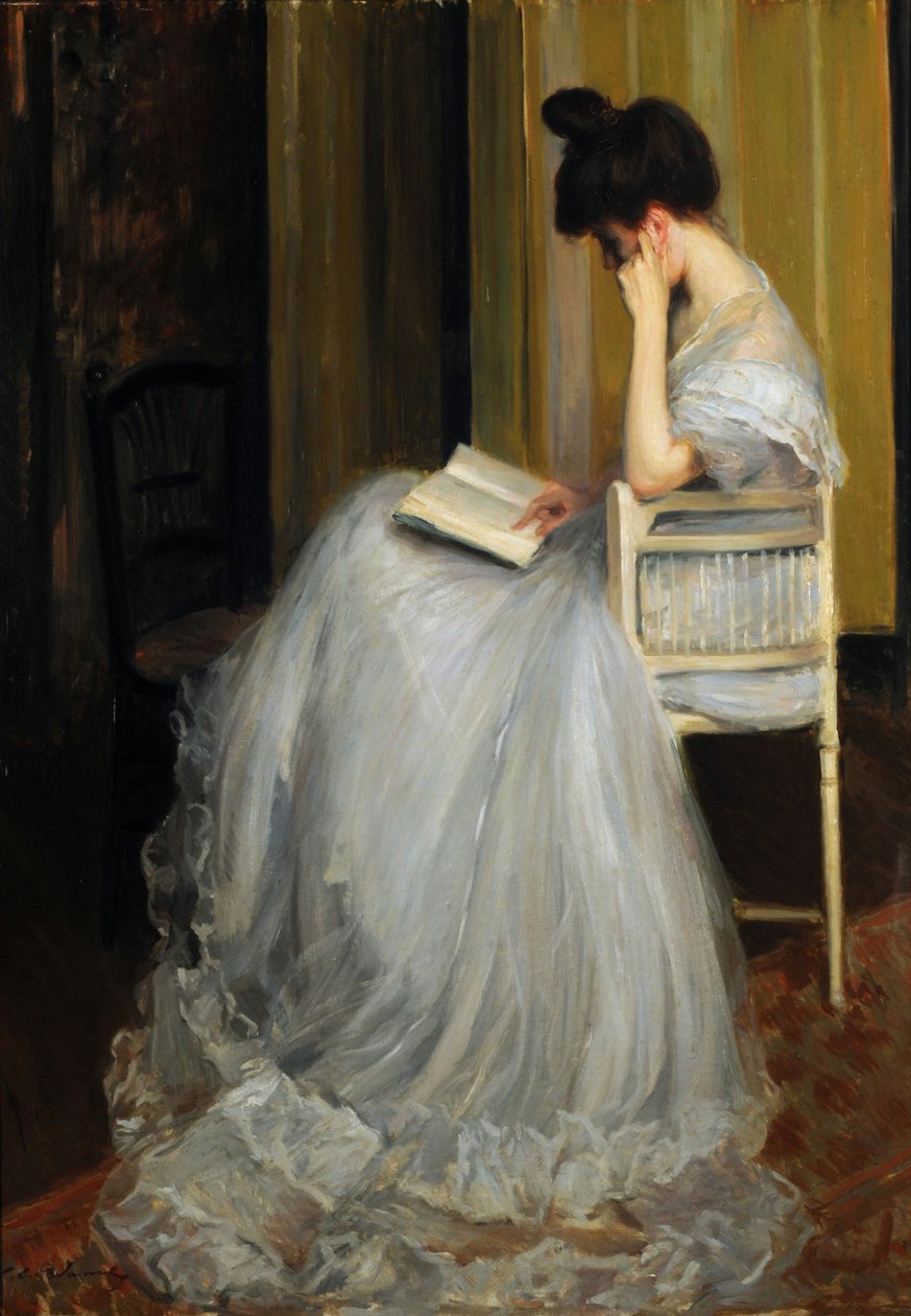 Kobieta czytająca (olej na płótnie) autorstwa Jacques Emile Blanche