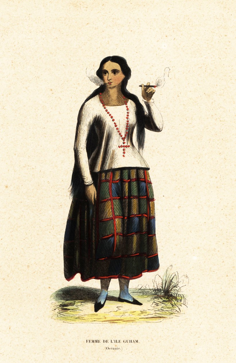 Kobieta Chamorro z wyspy Guam, Mariany, Mikronezja autorstwa Jacques Etienne Victor (after) Arago