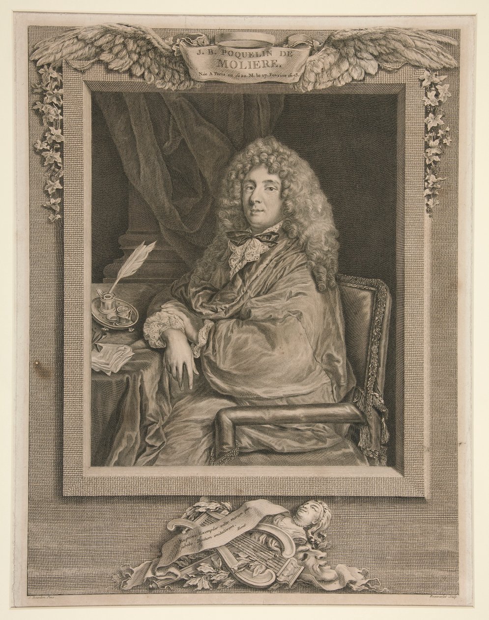 Portret Moliera autorstwa Jacques Firmin Beauvarlet